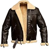 Correct toe Herren Lederjacke Fliegerjacke Winterjacke Warme Plüsch Samt Lederjacke, Vintage Faux Shearling Motorradjacke, Revers Reißverschluss Kurzer Bikermantel Mit Pelzkragen,Dark Coffee,3XL