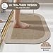 YDKGL Half Circle Bath Mat, Non Slip Bath Mat, Thin Bathroom Rugs Fit Under Door Quick Dry Absorbent Washable Bathroom Mat with Rubber Backing, Brown Beige 16x24