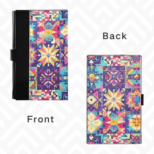 KLL Pink Bohemian Pattern Ultra-Thin Business Card Holder case with Leather and Stainless Steel Card Holder for Business Meeting Use portatarjetas para Hombre4