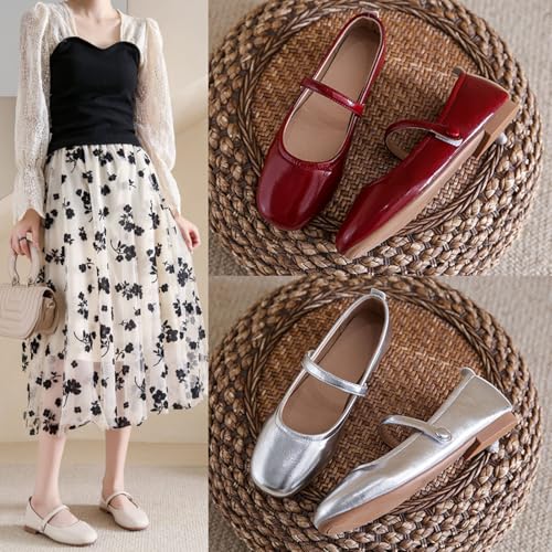 Women's Fashion Solid Color Comfortable Round Toe Flat Mary Jane Shoes Vintage Casual Easy Buckle Ballet Flats3