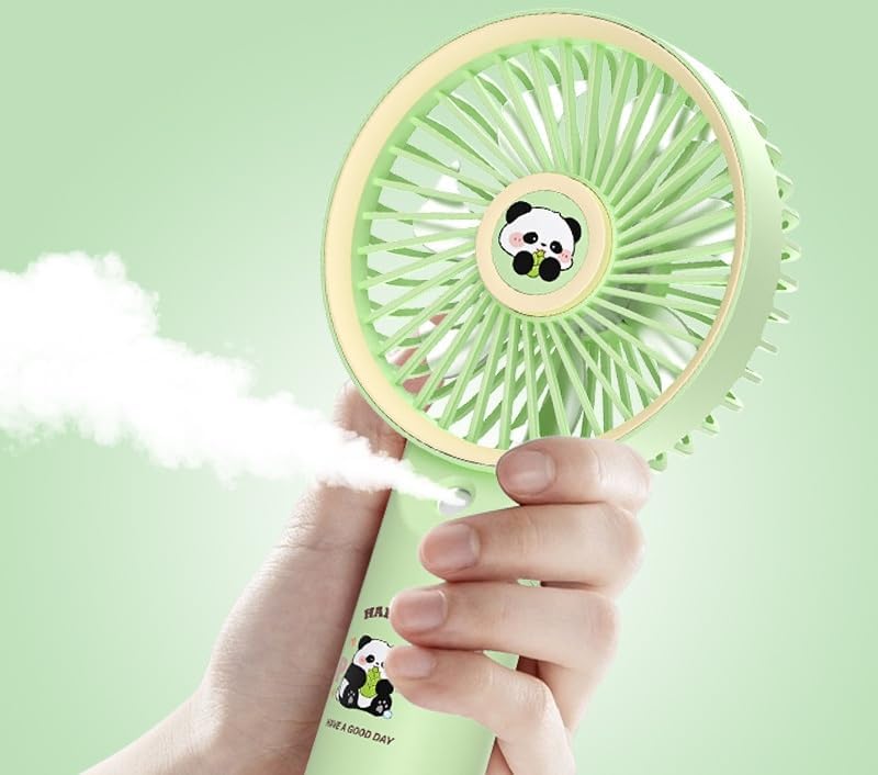 Image of DEOXY Panda Portable Fan, Powerful Hand Fan with Spray Mist Air Cute Design 3 Speed Personal Small Desk Fan, Lightweight Rechargeable USB Handheld Fan for Girls, Women, Men, Kids(RPF-6165)