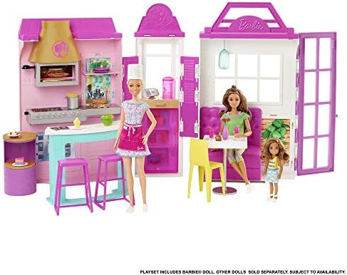 Barbie Doll & Playset, Cook 'N Grill Restaurant with Pizza Oven & 30+ Pieces Including Furniture & Kitchen Accessories