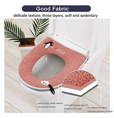 Toilettensitzbezug, Reißverschluss Wasserdichtes Antibakterielles Leder Home WC Sitzkissen Mit Aufhängeschlaufe Badezimmer Warm WC-Sitzbezüge – Bild 7