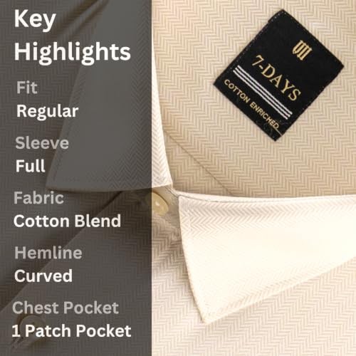 Image of 7-DAYS Premium Men's Formal Shirts - Cotton Rich, Textured Self-Design, Full Sleeve, Regular Fit, Wrinkle Resistant, with Pocket - Perfect for Office