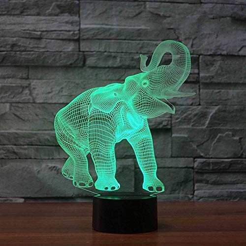 Hpbn8 Ltd 3D Elephant Night Light Usb Powered Remote Control Touch Switch Decor Desk Optical Illusion Lamps 7/16 Color Changing Lights Led Lamp Xmas Home Brithday Children Kids Decor Toy Gift #TOP2