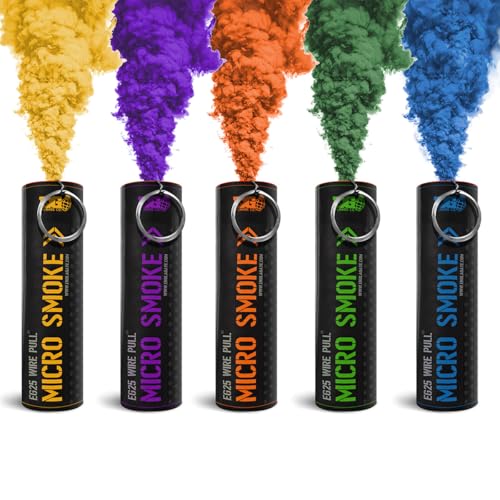 Enola Gaye EG25 Smoke Grenade Pack of 5 Wire Pull Perfect for Weddings | Gender Reveal | Airsoft | Paintball | Football | Photography | Special Effects