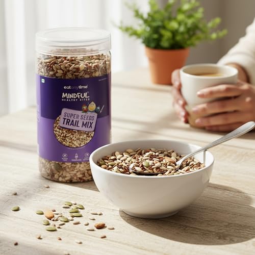 Image of EAT Anytime Super Seeds Trail Mix - 600 g| Healthy Mix of Chia, Pumpkin, Flax, Sunflower, White & Black Sesame Seeds | High Fiber & Protein | No Added Sugar, No Preservatives | Natural Antioxidants