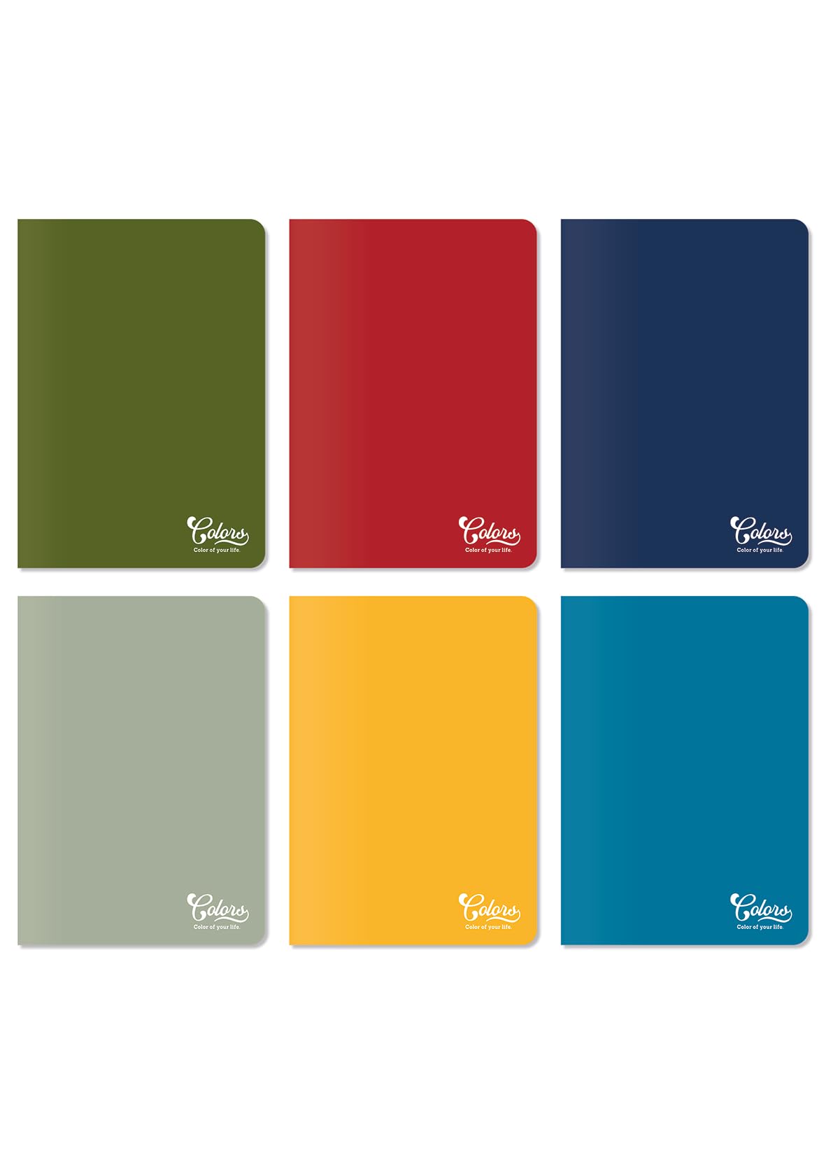 Meteksan Colors Ofis Serisi, A4 60 Yaprak Çizgili Karton Kapaklı Defter 6'lı Paket, Renkli