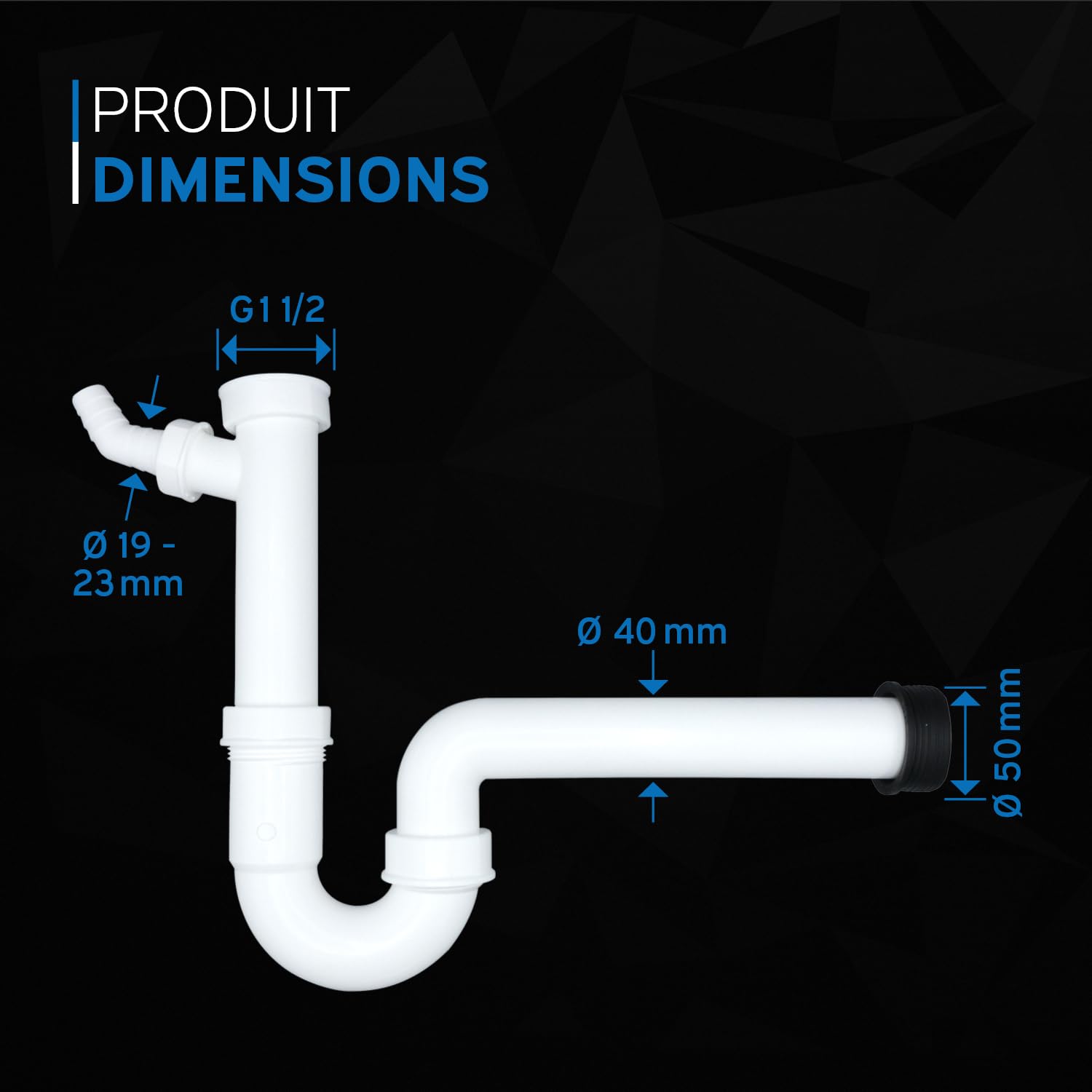 Siphon Extensible DL-pro 1 1/2" Et 1 1/4" - Pour évier Cuisine Ou Lavabo - 39-85 Cm