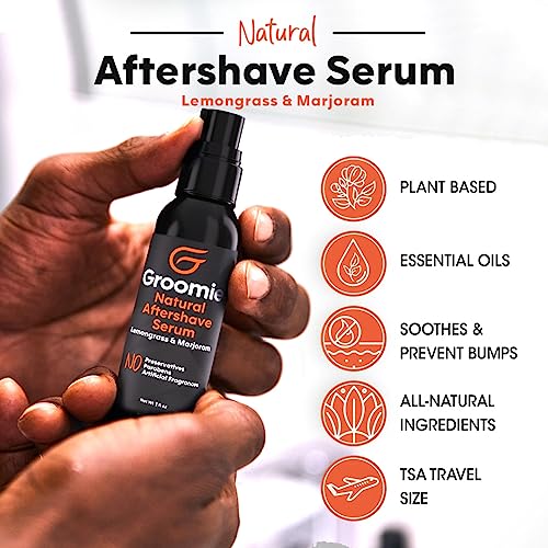 Groomie Natural Aftershave Serum For Bald Men - Mens Skin Care And After Shave For Head, Neck, Face & Chin - Soothing Balm To Tend Skin And Prevent Bumps And Razor Burn After Hair Removal - 1 Oz #TOP1