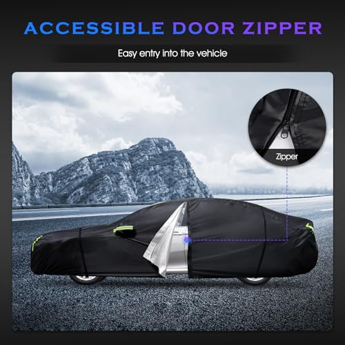 Image of Car Cover Custom Fit for Toyota Corolla 2000-2025,Honda Civic 1991-2025,6 Layers Truck Cover Waterproof All Weather for Automobiles,Outdoor Full Exterior Cover,Rain, Sun, Wind Protection,Black