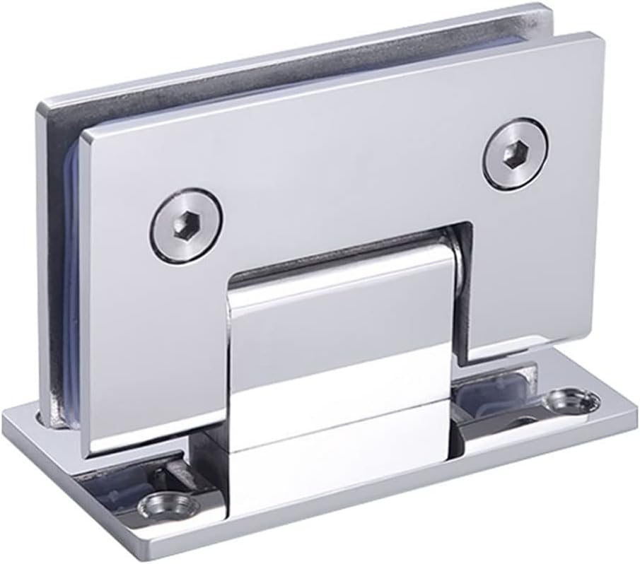 WANLIAN Heavy Duty 90 Degree Glass Door Cupboard Showcase Cabinet Clamp Glass Shower Doors Hinge Replacement Parts Wall-to-Glass (Polished Chrome)