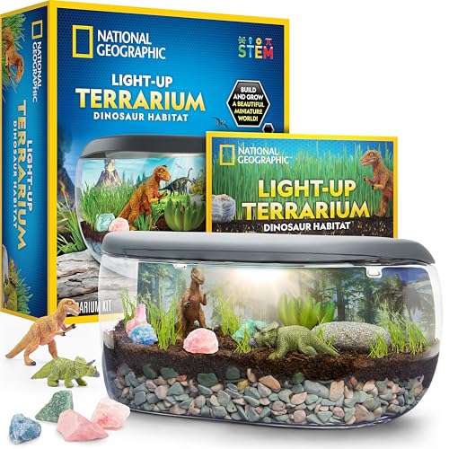 National Geographic Light Up Terrarium Kit for Kids - Dinosaur Terrarium Kit for Kids,...
