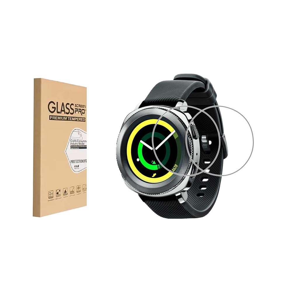 HYGAMOCC (2 Pack) Screen Protector for Samsung Gear Sport watch 43mm Tempered Glass,9H Hardness Anti Scratch,Bubble Free,Case Friendly Easy Installation