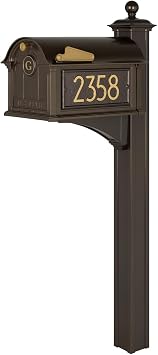 Whitehall Personalized Modern Balmoral Monogram Mailbox Package (Dark Bronze/Gold)