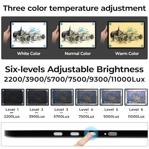 Heanolier A4 LED Copy Board Light Tracing Box,Super Bright Magnetic Light pad with Side physical Buttons,Adjustable Corded Light Table for Tattoo Transferring,Drawing, Light Board for Diamond Painting