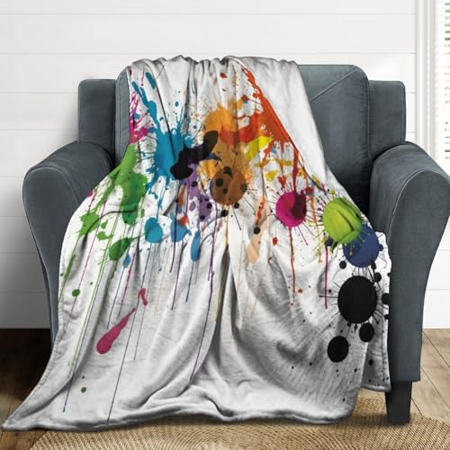 Couverture flanelle douce plaid canapé lit motif abstrait coloré - 5