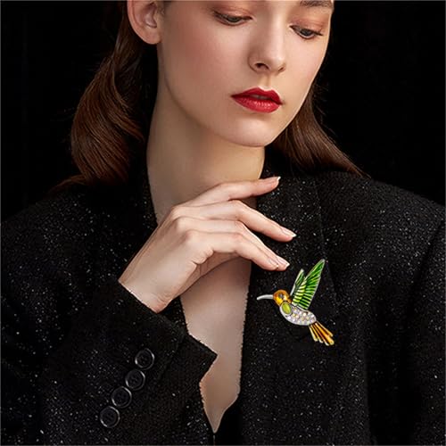 Image of coadipress Colorful Birds Brooch Pins Crystal Rhinestone Branch Bird Brooch Cute Enamel Animal Magpie Hummingbird Pin Fashion Jewelry Accessories Gifts