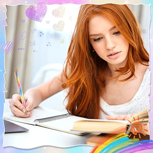 2 Pcs Ballpoint Pens Glitter Click Ball Pens Journaling Pens Cute Women Bling Ink Pens Easy Writing Pens Metal Retractable Pen Black Ink Medium Point Pens 1mm for School and Office