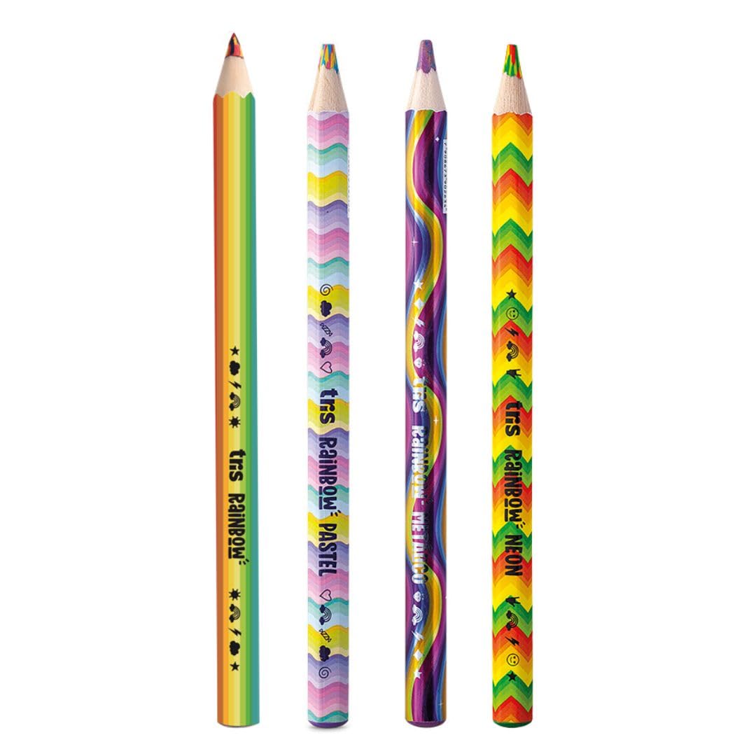 4 Lápis De Cor Jumbo Arco Íris Rainbow Tris - Grafite Colorido