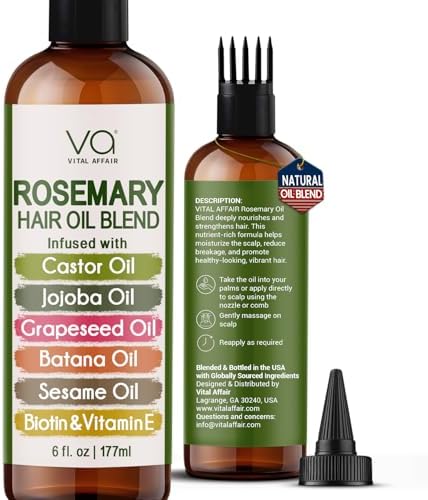 Blend Of Pure Rosemary Oil For Hair Growth 6 Fl Oz With Castor, Batana Oil