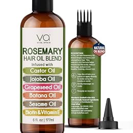 Blend Of Pure Rosemary Oil For Hair Growth With Castor, Batana, Jojoba Oil-Infused With Biotin & Vitamin E-Blend of Effective Hair Oils for Hair Growth-Strengthening Treatment-By Vital Affair-6 Fl Oz