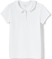 Vista 1 de Lands' End Camisa de punto de manga corta con volantes y cuello Peter Pan para niñas