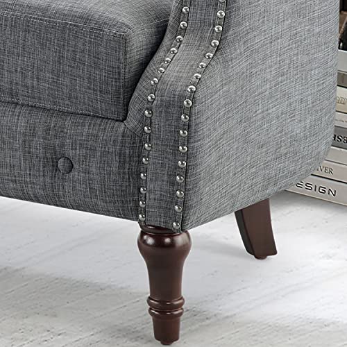 Rosevera Garner Chesterfield Settee Loveseat, Gray #TOP7