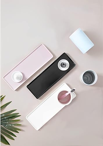 Miniatura 6 de Bandeja de cerámica para lavabo de baño, bandeja pequeña delgada para jabón, toallero para velas (grande, rosa)