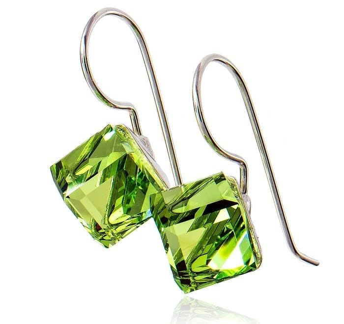Boucles d'oreilles en argent sterling 925 ARANDE aux cristaux verts précieux