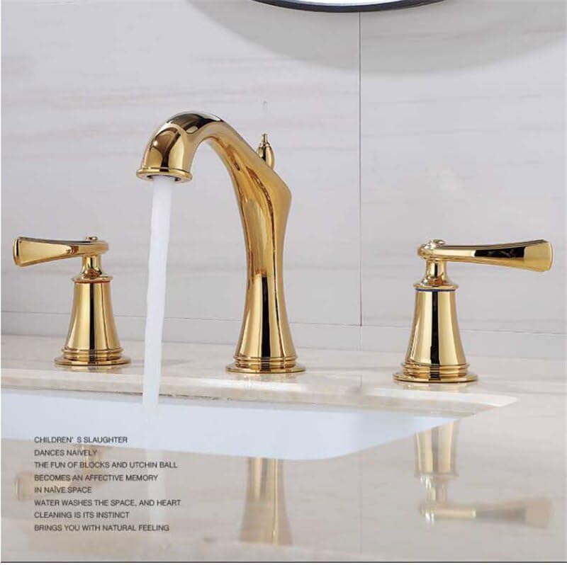 Robinet de lavabo en or rose à double commande eau chaude et froide