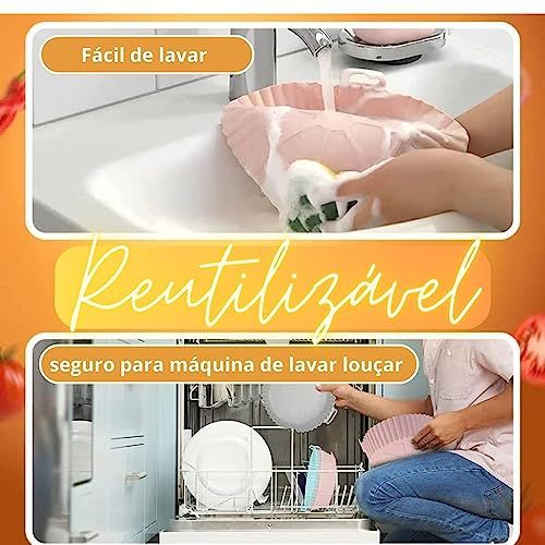 Kit 6 Formas Silicone Para Air Fryer Fritadeira Elétrica Antiaderente Reutilizável Vários Tamanhos R
