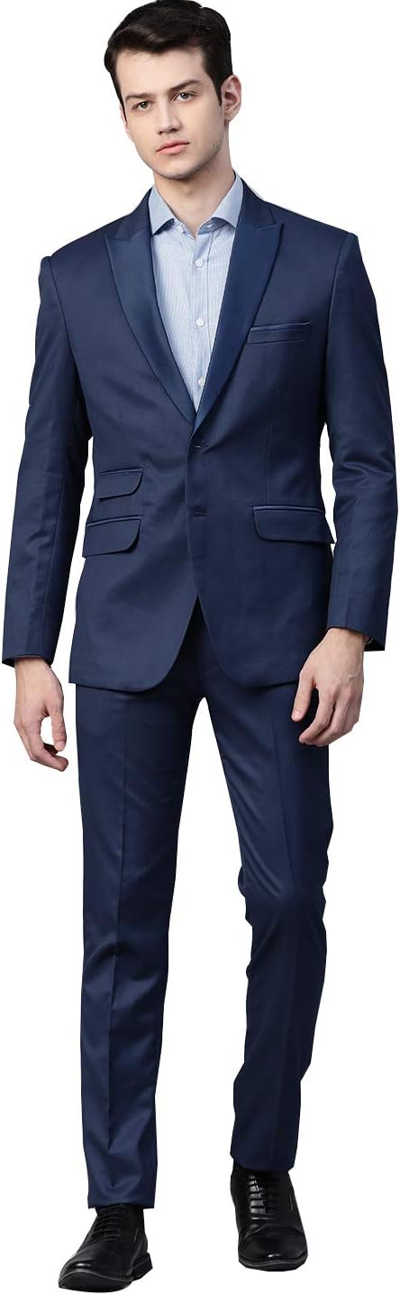 MANQMen's 2 Piece Suit Two Button Slim Fit Formal Wedding Prom Party Tuxedo Suits Blazer Pants