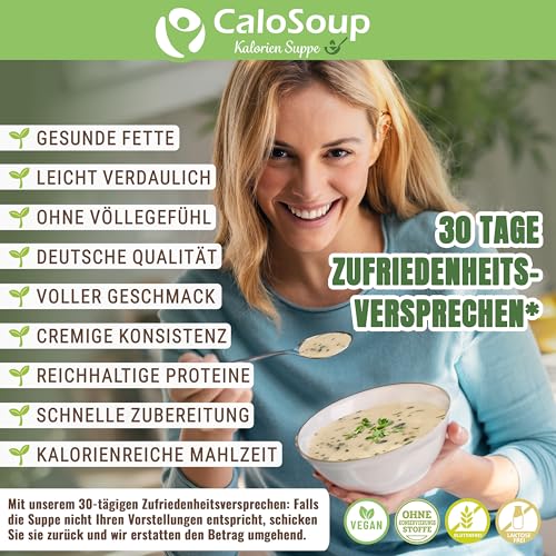 Hochkalorische Suppe zum Zunehmen 20 Portionen | Nahrung hochkalorisch als Fertigsuppe | Fertiggerichte mit Gemüse | Flüssignahrung CaloSoup Kalorien Lauchsuppe (Lauchcreme) 500 g