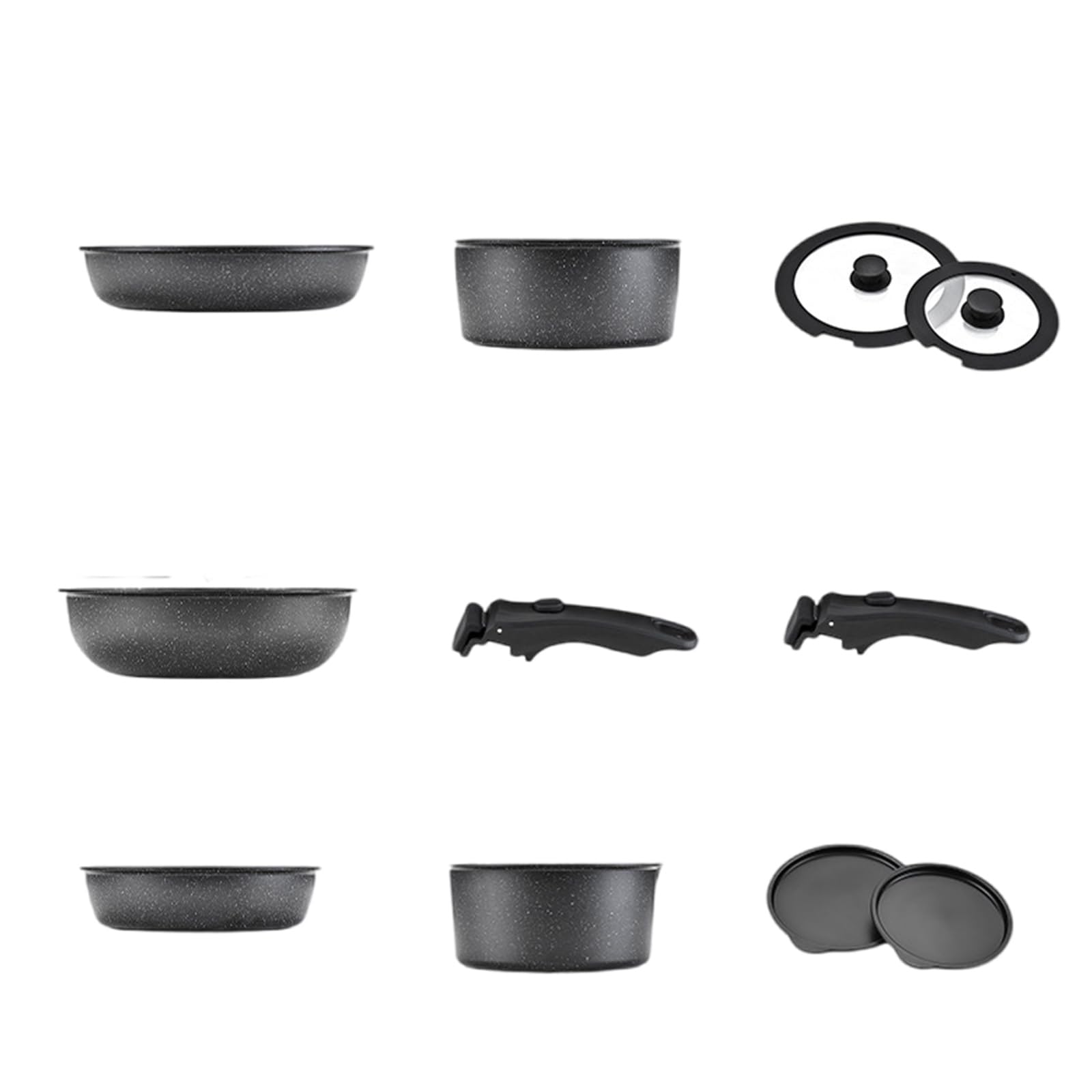 Juego de utensilios de cocina con mango extraíble para el hogar, camping y viajes, juego de cocina para rascar, remolque de viaje