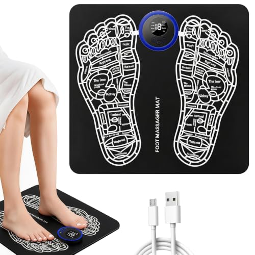 Image of Foot Massager, EMS Foot Massagers for Pain and Circulation, Folding Portable Electric Foot Massage Mat with 8 Modes & 19 Levels to Relax Muscles (Black)