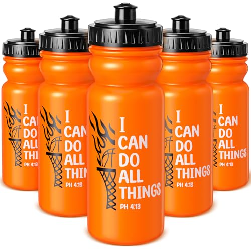 Ferrochef 12 Pack Basketball Water Bottle 20 oz Sports Basketball Water Bottle Plastic Leak Proof with Pull Top Lid for Sports Team Gifts Travel Gym Party Supplies