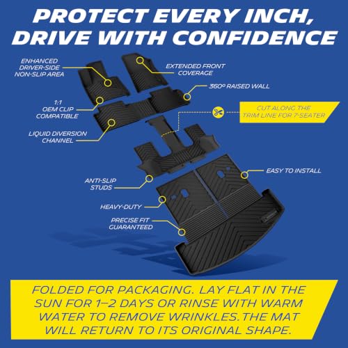 Image of Michelin Vehicle Mats for 2024-2026 Hyundai Santa Fe Gas 6&7 Seats | Not Fit Hybrid, All-Weather Floor Liner & Trunk Mat, Custom Fit, Durable TPE, Non-Slip