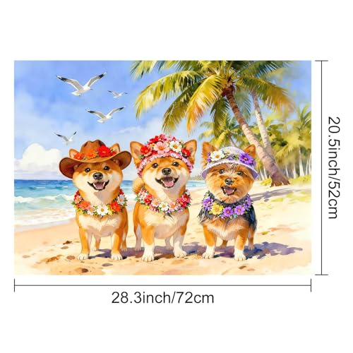 Image of HOMETITUTE Summer Stove Top Cover 28x20 Beach Dogs Heat Resistant Protector