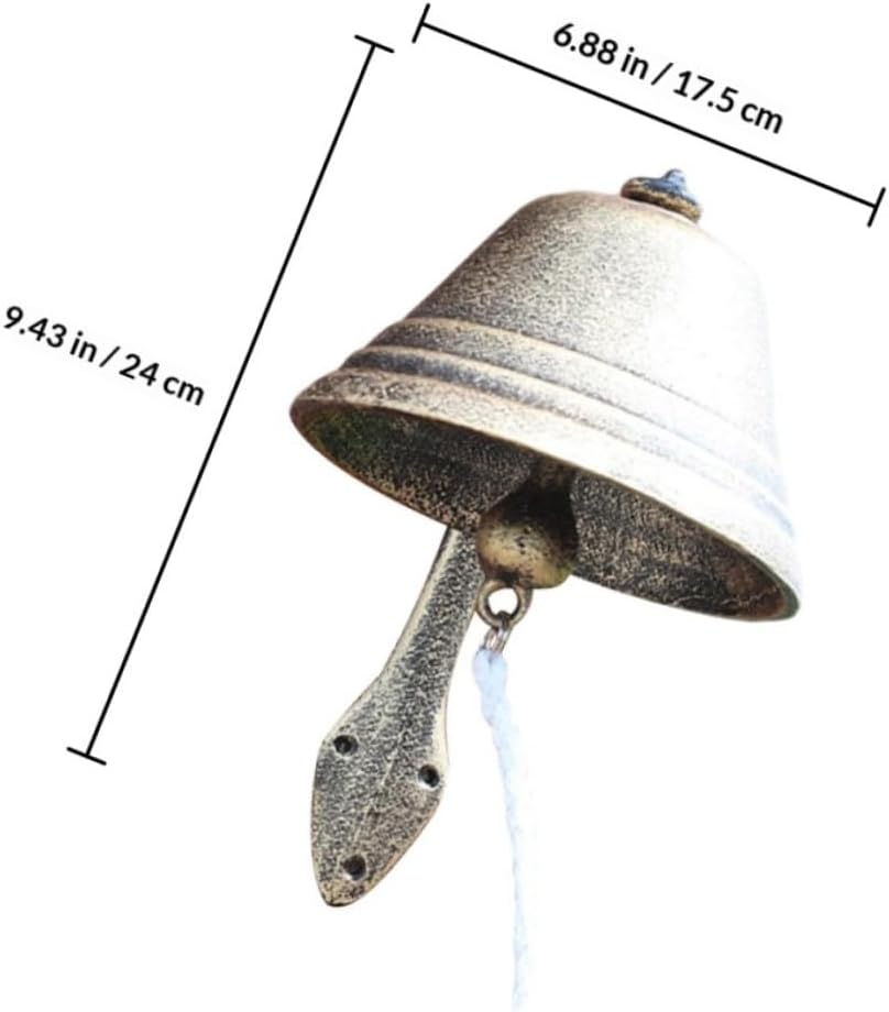 Sosoport Rustic Style Large Cast Iron Doorbell Wall Mount European Vintage Bell for Garden Porch Café Decorative Hanging Accent