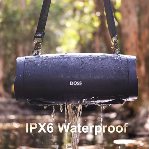 Image of DOSS Extreme Boom Pro D100 Bluetooth Speaker with 140W Peak, 70W Bold Sound, Extra Bass, 24H Playtime, Beat-Sync Lights, Built-in Battery Sharing, IPX6 Waterproof, Portable Strap for Outdoor-Blue
