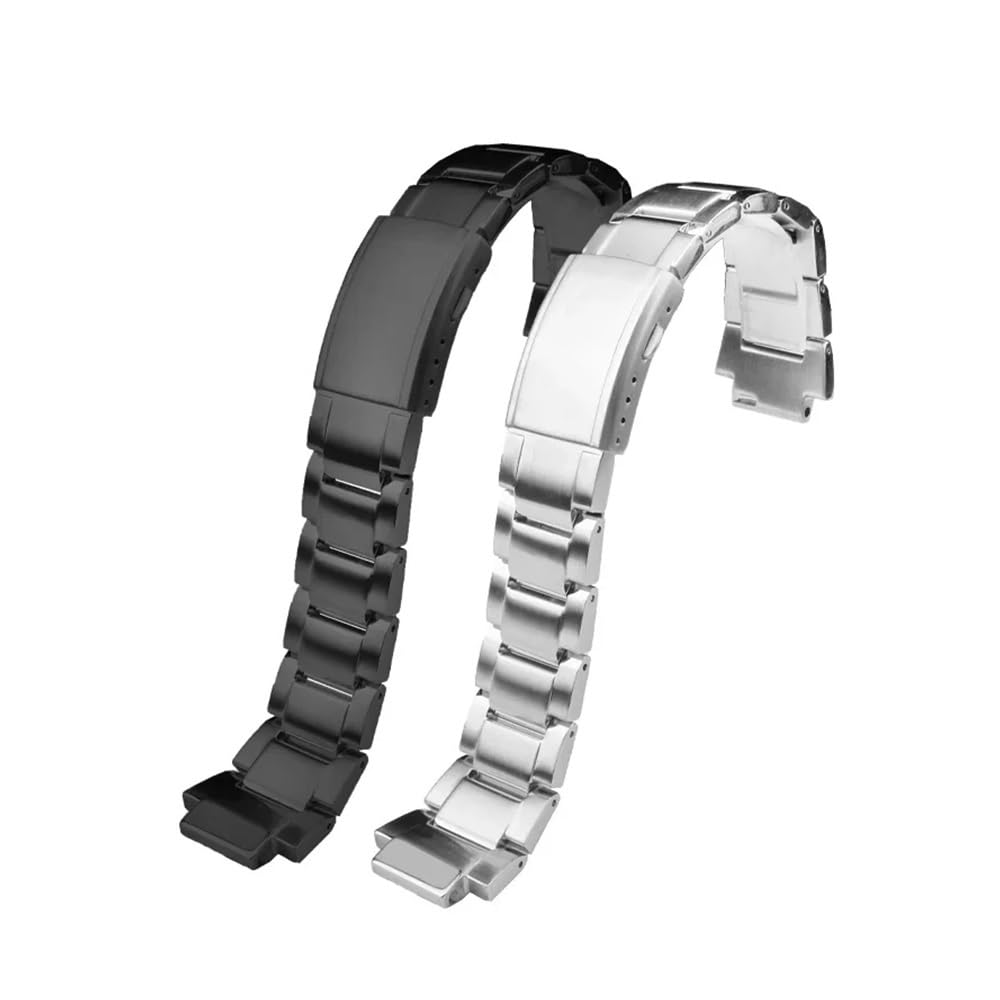 Ajuste de liberación rápida for Casio Fit for G-SHOCK GST-B200 Correa reloj acero inoxidable Hebilla plegable Pulsera metal for hombres Boca convexa 24x16 mm