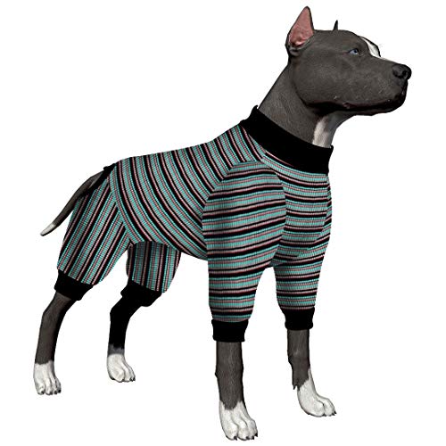 LovinPet Large Dog Pajamas/Cotton Big Dogs PJS/Multi-Color Stripes Dog Shirt/4-Legs Design/Full Body Coverage Protection/for Big Dogs/Pitbull Shirt/Bulldog Pajamas/Boxer Pajamas/Doberman PJS