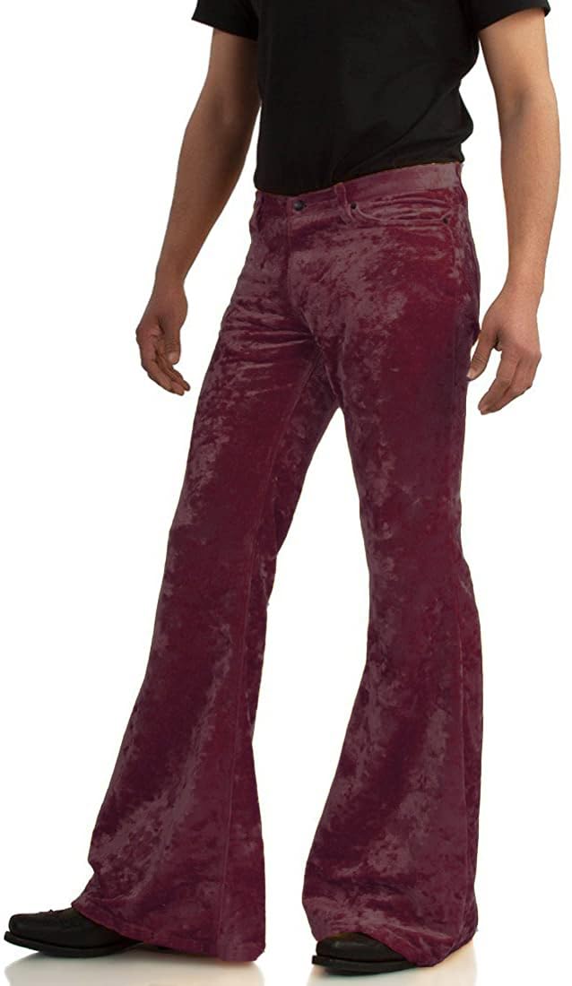 Herren-Hose aus Samt, entspannt, Vintage-Stil, 60er-/70er-Jahre-Stil, Stretch-Passform, klassischer Komfort, ausgestelltes Retro-Bein, Disco-Hose