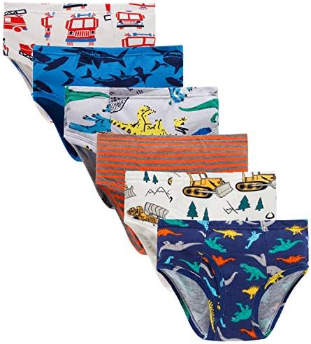 100% Cotton Little Boys Briefs Soft Dinosaur Truck Toddler Underwear