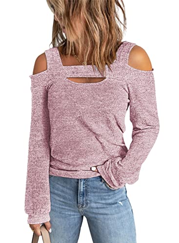 Image of Women Blouses and Tops Black White Colorblock Bell Sleeve Cold Shoulder Top Shirt