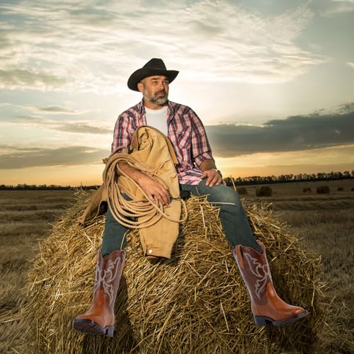 RLW Men's Western Cowboy Boots Waterproof Square Toe Slip On Work Boots for Construction Farming4