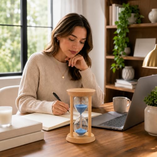 Image of Sand Timer 30 Minute, Sand Clock, Hour Glass Sand Timer Sand Clock Sandtimer Classroom Games Home Kitchen Officesand Clock Timer for Room Hourglass (Blue)