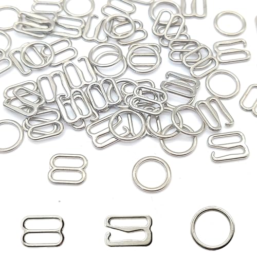 XCSJ 180 Pcs Unterwäsche Schieber Ringe 12mm BH Ringe Metall Dessous Verstellbare Ringe Schiebehakenverschluss BH Schieber Ringe für BH, Badeanzüge, Nachthemden, Tops (Silber)