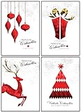 40 x recycelte weihnachtskarten mit umschlag set - modernem Design